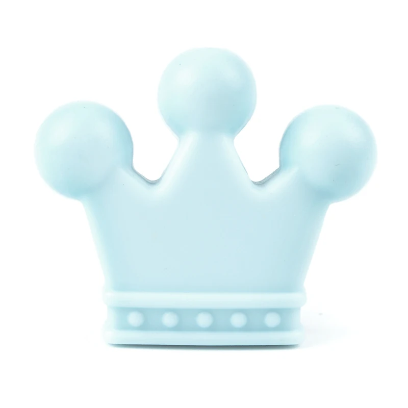 light blue Силиконовые бусины в форме короны, 5 шт., Детские Прорезыватели, без бисфенола, силиконовые бусины для прорезывания зубов, детские жевательные прорезыватели, ожерелье, сделай сам, соски, клипсы, аксессуары - Цвет: light blue
