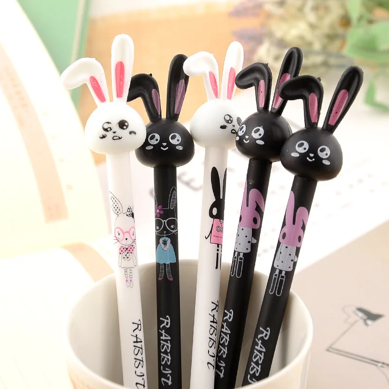 36 шт./лот черно белый мультяшный кролик с большими глазами Милая гелевая