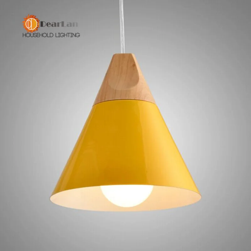 

Wood Lamp Pendant Light Aluminum E27 Lamp Holder Black White Yellow Pendant Lights For Dining Living Room Vintage Light[KD-50]
