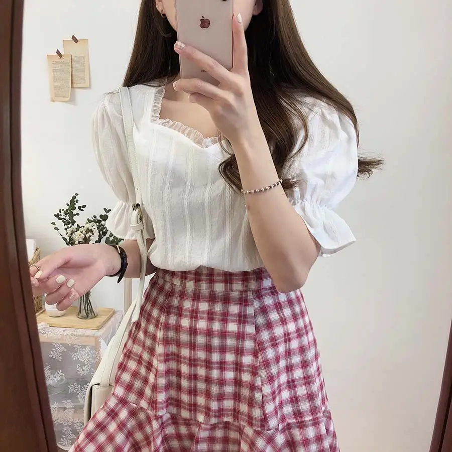 Новая белая рубашка femme Женские топы с коротким рукавом кружевная вышивкой