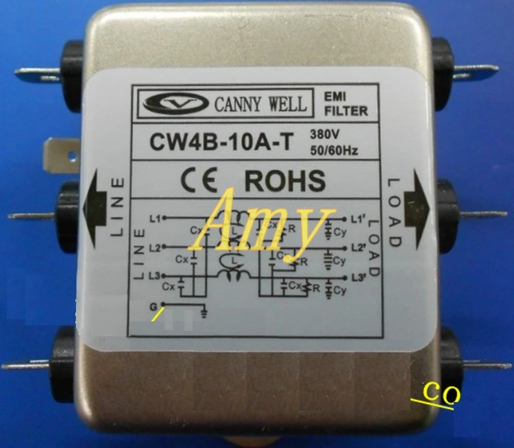 Мощный фильтр EMI CW4B 10A T трехфазный трехпроводный переменного тока 380 В для