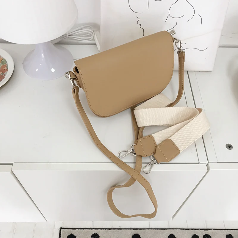 

2019 New Fashion Wide Shoulder Straps Leather Women Shoulder Bags Messenger Crossbody Bag Small Square Package Handbags