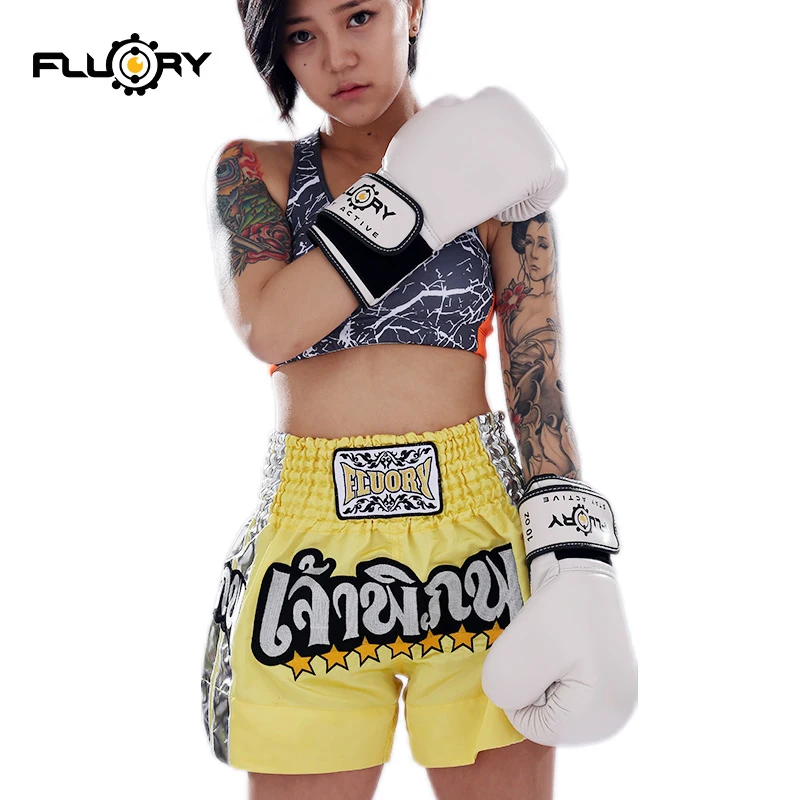Женские и мужские шорты Fluory muay thai вышитые патчи штаны/плавки для кикбоксинга mma |