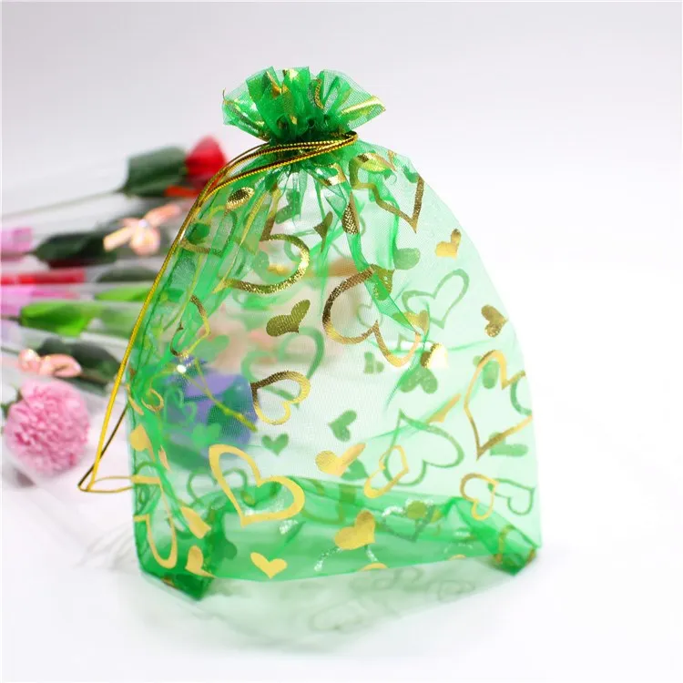 

100Pcs 10x12cm Organza Bags Jewelry Wedding Favors Party Pattern Printed Drawable Packaging Display & Gift Pouches