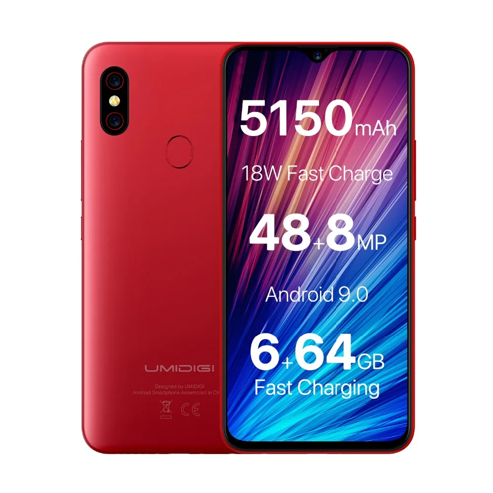 UMIDIGI F1 Play Android 9,0, камера 48 Мп+ 8 Мп+ 16 МП, 5150 мАч, 6 ГБ ОЗУ, 64 Гб ПЗУ, 6,3 дюймов, FHD+ Helio P60, глобальная версия, смартфон, двойной, 4G