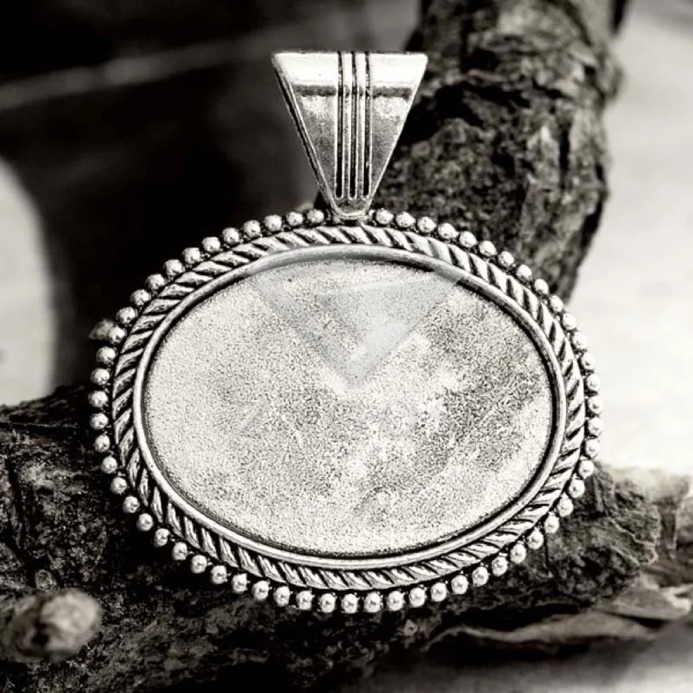 2 шт. Античное Серебряное Тибетское Украшение плоской овальной формы размером 48x52x2.5 мм из цинкового сплава для колье TS4219.