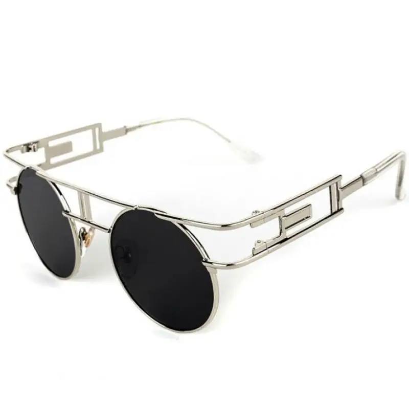 Новые ретро круглые мужские солнцезащитные очки модные стимпанк Солнцезащитные