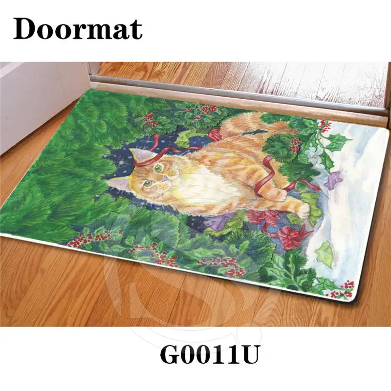 Пользовательские Happy Christmas DoorMat Art Шаблон Печатной Ковровое покрытие Зал Спальня