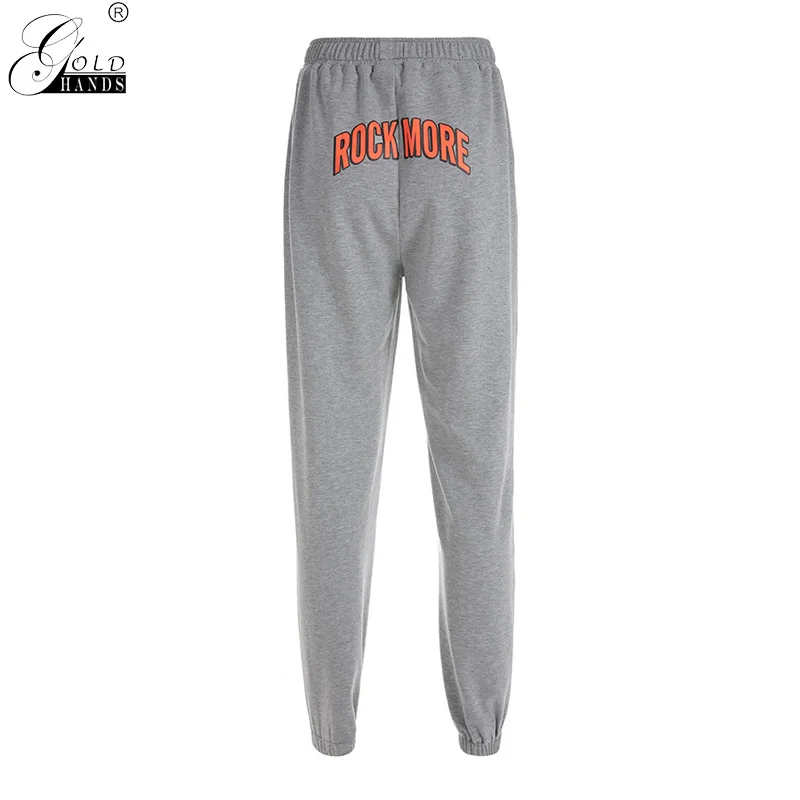 Gold Hands Winter Streetwear Ins Letter Print Slim Pockets Women Harem Pants Loose Pattern Casual Female Pant High Waist | Женская