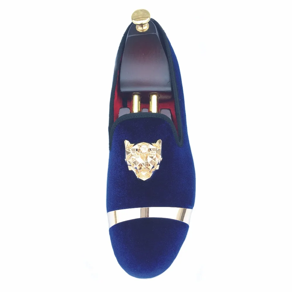 New Handmade Men Gold Buckle Loafers Slippers Shoes Blue Velvet with Red Bottom Party and Wedding Slip on Men't Flats | Обувь
