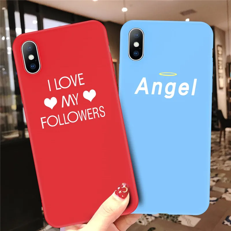 USLION Couple Love Heart Case For iPhone 6 7 6s 8 Plus Letter Phone Cases X XR XS Max Silicone TPU Soft Cover Fundas |