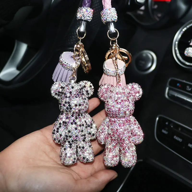 Роскошные хрустальные автомобильные брелки стильный милый маленький медведь