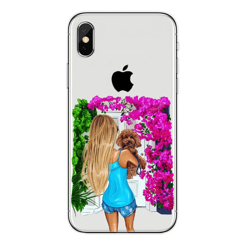 Модный мягкий чехол из ТПУ для iPhone X 10 XS MAX XR 8 7 6 6s Plus прозрачный силиконовый женщин