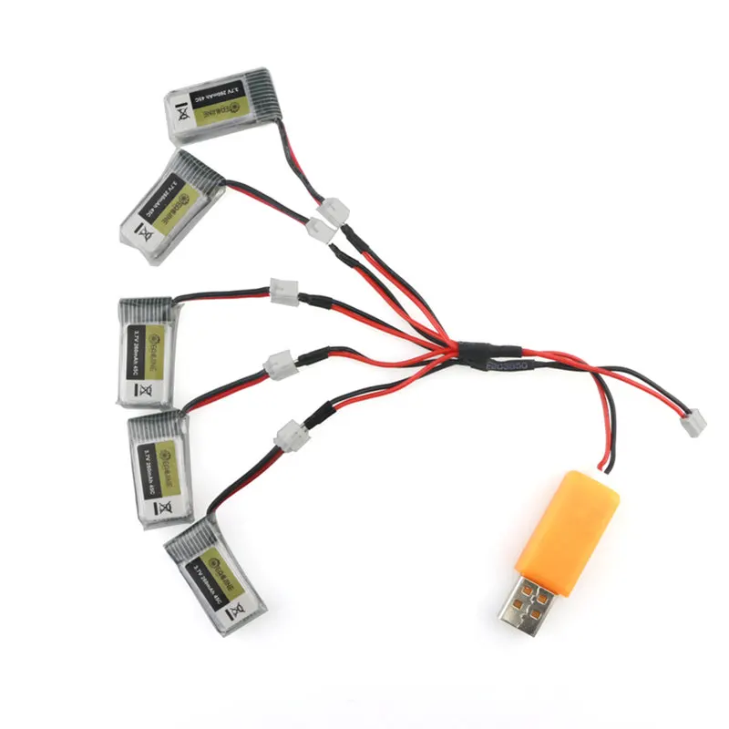 5 шт. Eachine E010 E010C E011 E013 3 7 В 260 мАч 45C Lipo батарея USB зарядное устройство Разъем для RC