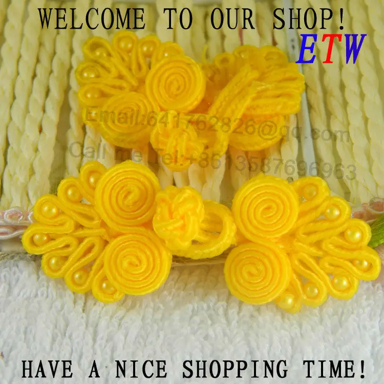 

Free shipping Handmade China Knot button 6-7.5cm Yellow color Peacock Buttons 50pcs/lot Decoration for Garment Package