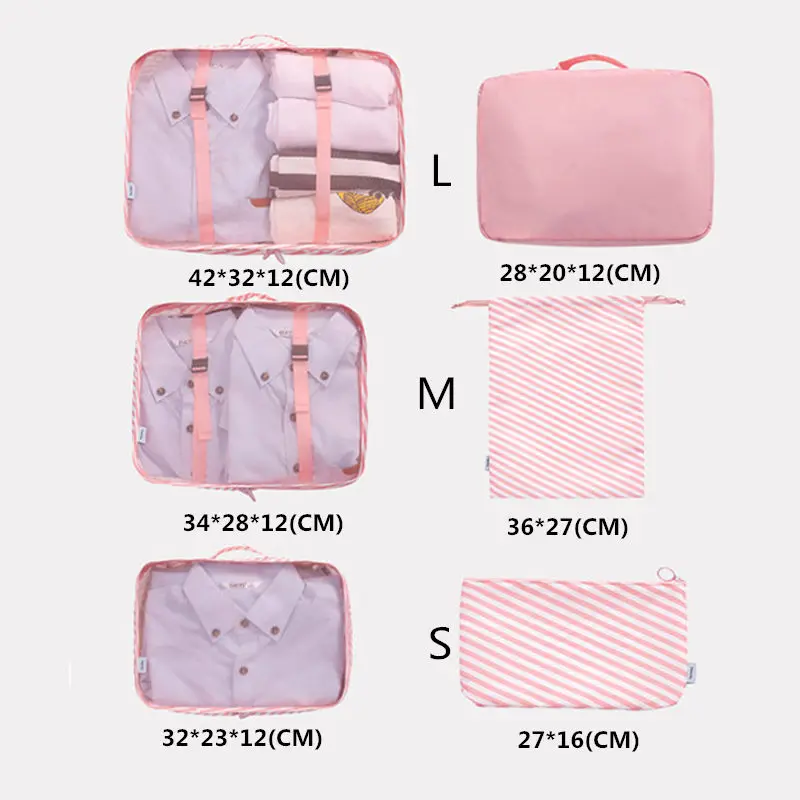 New 6PCS/Set High Quality Oxford Cloth Travel Mesh Bag In Luggage Organizer Packing Cube Organiser for Clothing | Багаж и сумки
