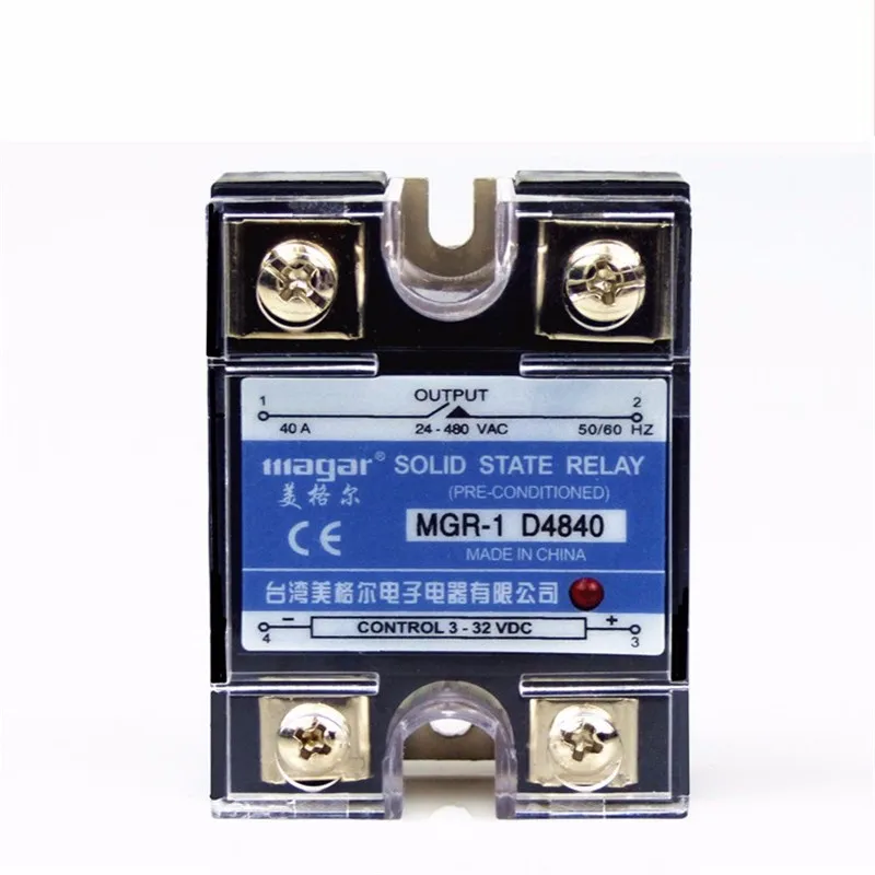 12 шт./лот Mager 40A SSR вход 3 32VDC выход 24 480VAC Однофазное твердотельное реле MGR 1 D4840