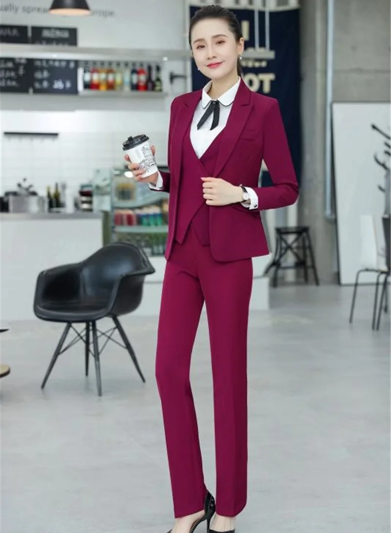 Формальный комплект из 3 предметов женские деловые костюмы с курткой пальто и