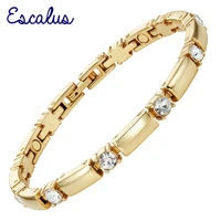 escalus new trendy crystals magnetic jewelry slim girl bracelet for women fashion charm gold color hot bracelets wristband