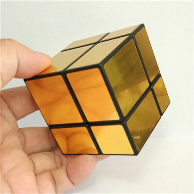 QIYI Cube 2x2x2 Mirror Speed Magic Gold Black Puzzle Twist Toy 2x2 Fancy Cubic Brain Teaser ABS Ultra-Smooth Professional | Игрушки и