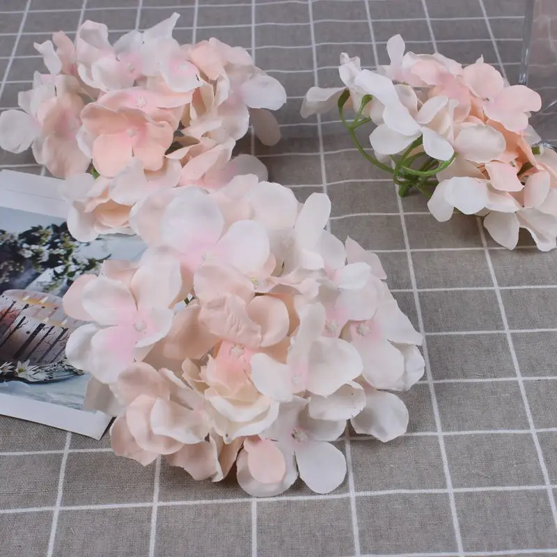 Light Pink 13-15 см Гортензия Цветок голова 27 вилок Свадебная вечеринка Декоративные Шелковые цветы сделай сам венок Свадебная стена дорога свинцовая Арка цветы - Цвет: Light Pink