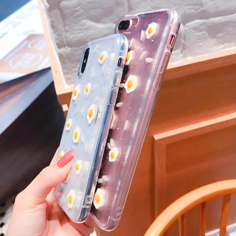 Простые эпоксидные блестки яйцо риса чехол для iphone X XR XS Max 8 7 6 6s Plus мягкие ТПУ