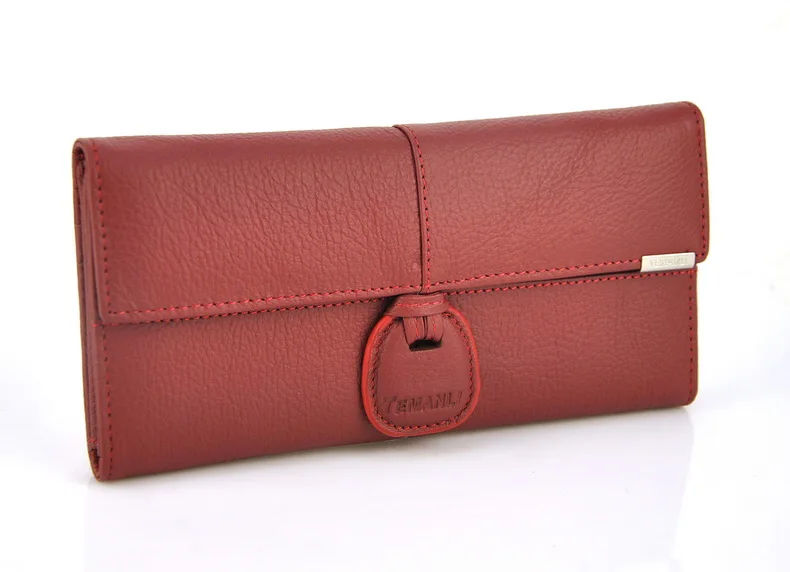 Женский кошелек из натуральной кожи в три сложения Длинный держатель для карт