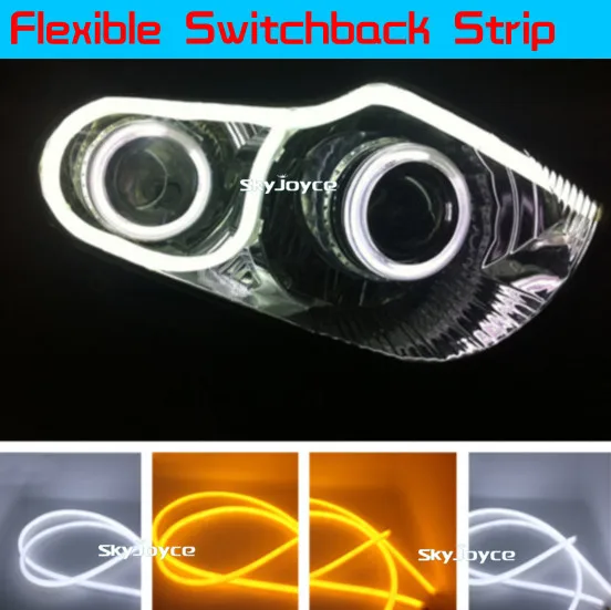 Гибкие белые дневные ходовые огни 2x90 см ангельские глазки Желтые СВЕТОДИОДНЫЕ