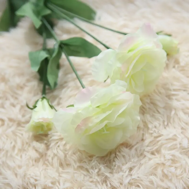 

Искусственные искусственные цветы, 3 головки, Eustoma grand florum Lisianthus букет на рождество, свадьбу, искусственные цветы, шелковые цветы