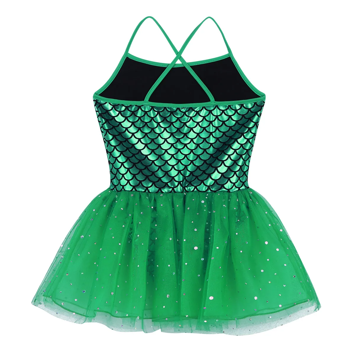 Детский блестящий костюм Русалочки для девочек Платье-пачка с бретельками на