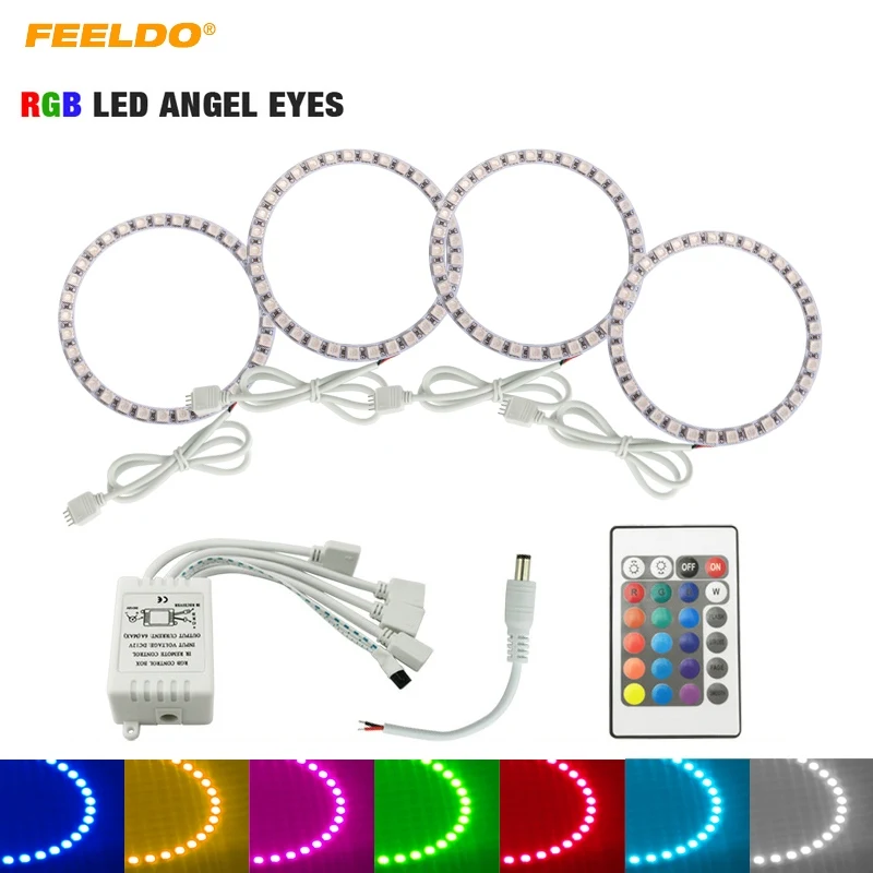 

FEELDO 4pcs/set For Volvo S40 Headlight Car LED RGB Angel Eyes Halo Ring Light Wireless Remote Control #FD-5271