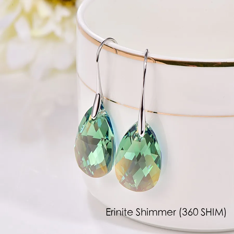 Malanda, серьги в форме капли воды для женщин, Модный Кристалл от SWAROVSKI, серебряный цвет, подвеска, висячие серьги, ювелирное изделие, подарок - Окраска металла: Erinite Shimmer
