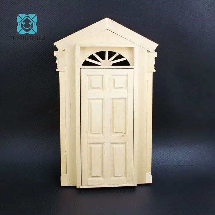 DIY Миниатюрный 1:12 Кукольный дом материал окрашенный burlywood или белая деревянная Роскошная наружная дверь