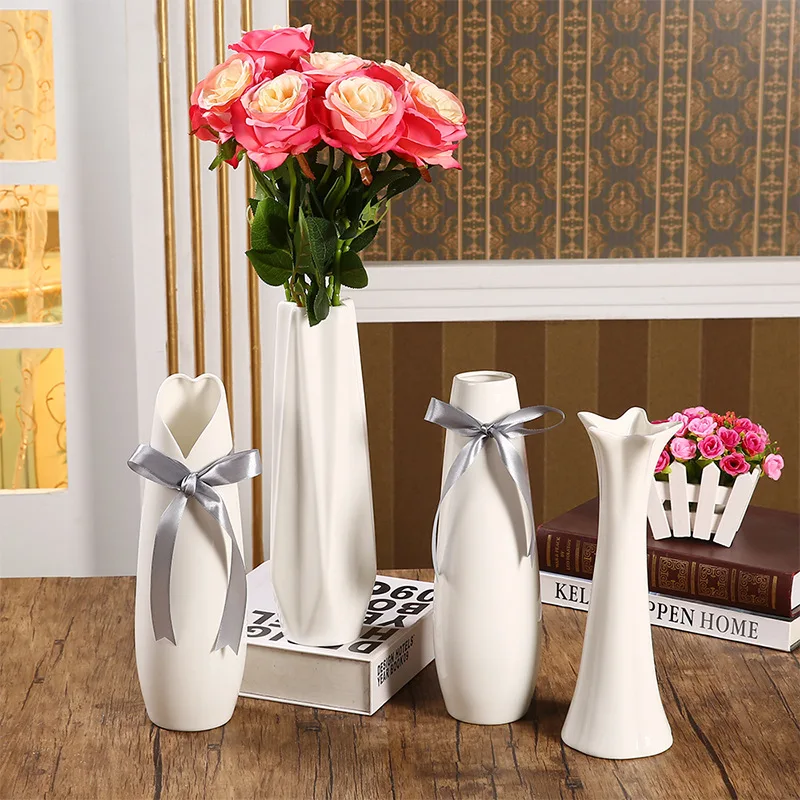 Modern Cheap Geometric Ceramic Vase Creative White Flower Decor Wedding Fashion MattVase | Дом и сад