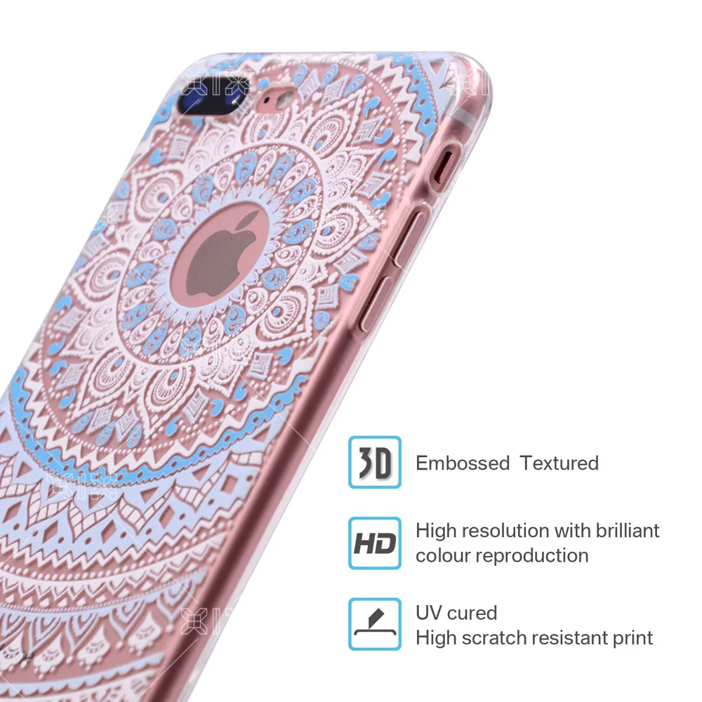 ХIХ Мягкий Силиконовый ТПУ чехол для iPhone 7 Plus Мандала шаблон противоударный