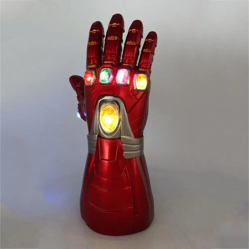 Мстители Endgame Железный человек Бесконечность перчатка Мстители перчатки Таноса косплей реквизит драгоценный камень подвижные светодиодный перчатки ПВХ игрушки Хэллоуин
