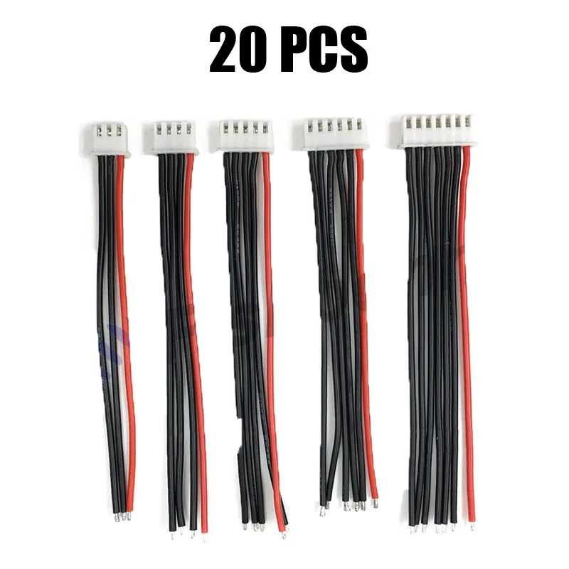

20PCS Lithium Battery Balance Line 2S 3S 4S 5S 6S Charging Plug Wiring 22AWG Silicone Line Lipo for RC Drone FPV Quadcopter DIY