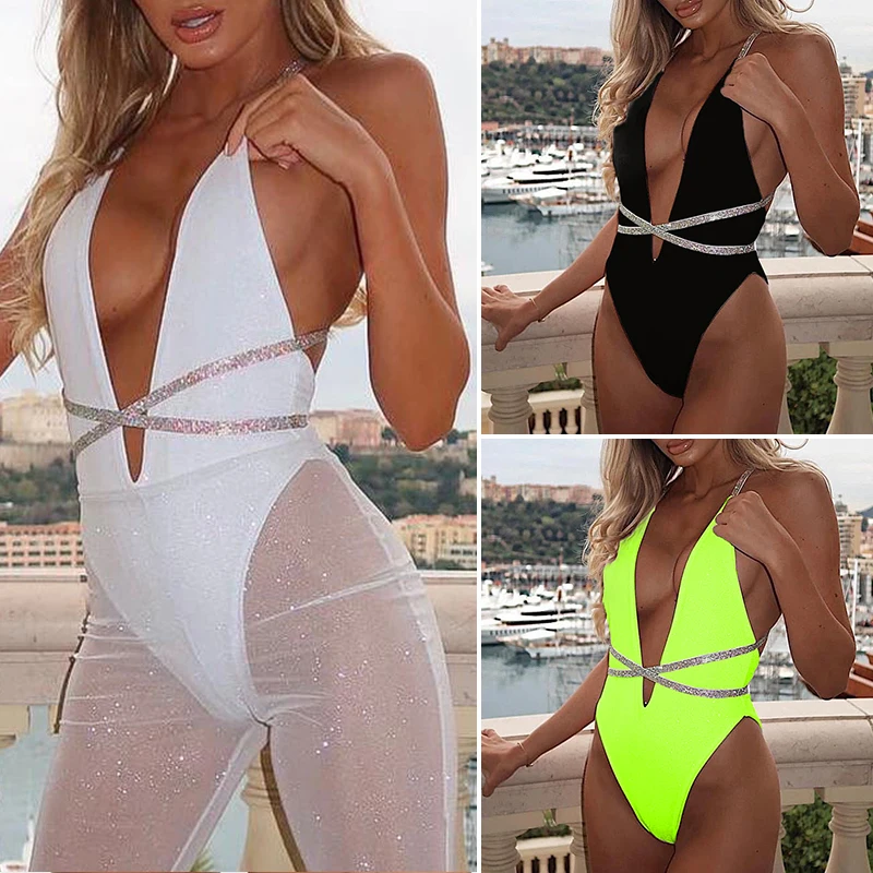 Купальный костюм с глубоким V-образным вырезом женское Монокини бикини