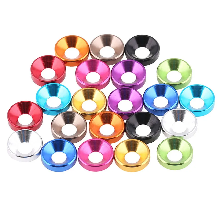 

10pcs Multi-Color High-Quality Aluminum Alloy Gasket Countersunk Flat Head Washer Screw Round Flat Washer M2 M3 M4 M5 M6 M8