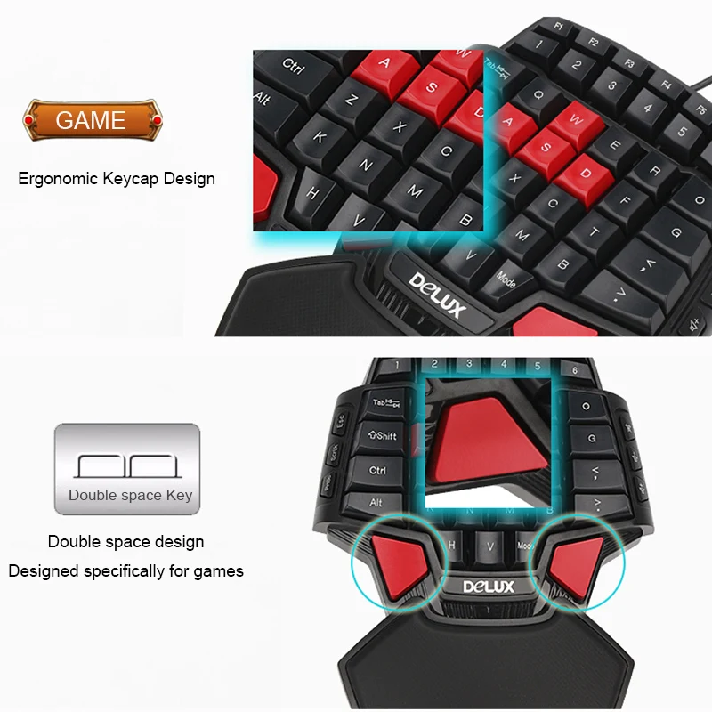 Delux Gamer Gaming T9 комбинированный набор клавиатура и мышь ПК профессиональная проводная клавиатура с 3200 dpi USB светодиодный игровая мышь