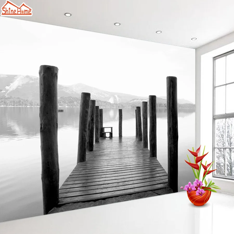 3d фотообои обои для гостиной рулон стен бумага домашнего декора не тканый деревянный мостовой док|white