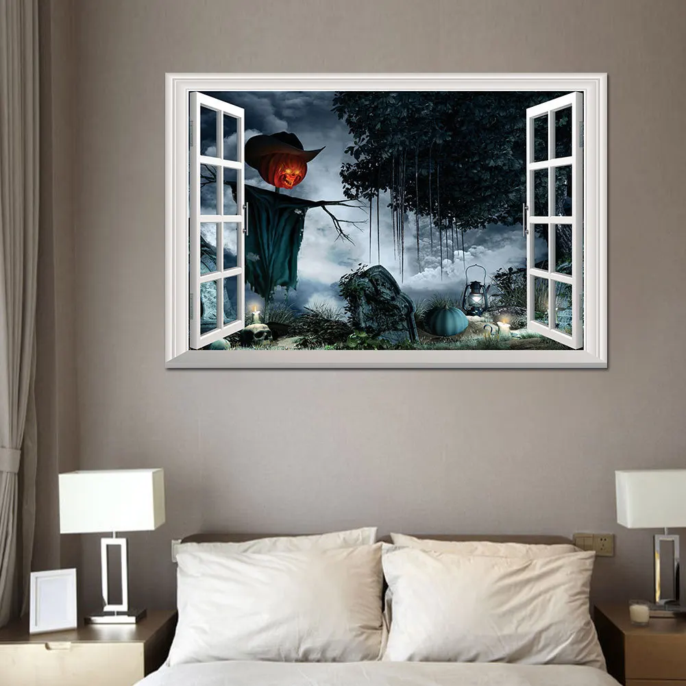 3D пластиковая наклейка на Хэллоуин яркие жуткие тыквенные фонарики страшные