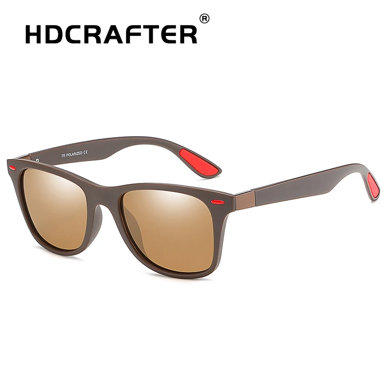 HDCRAFTER Мужские квадратные солнцезащитные очки поляризованные TR90 Рамки Ретро