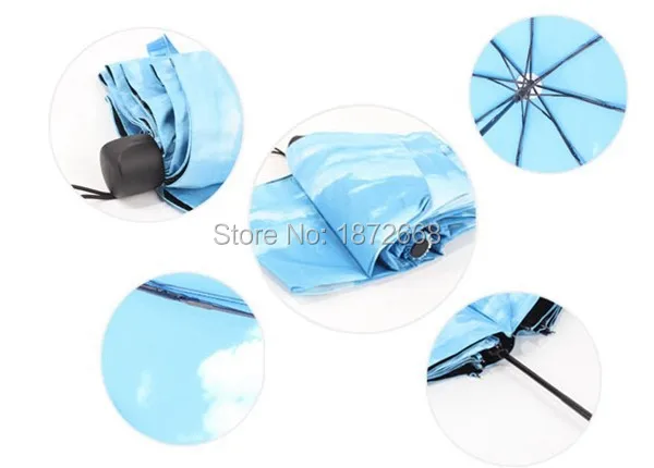 Фантастические УФ Защита от солнца зонтик небесно голубого и белого цветов 3