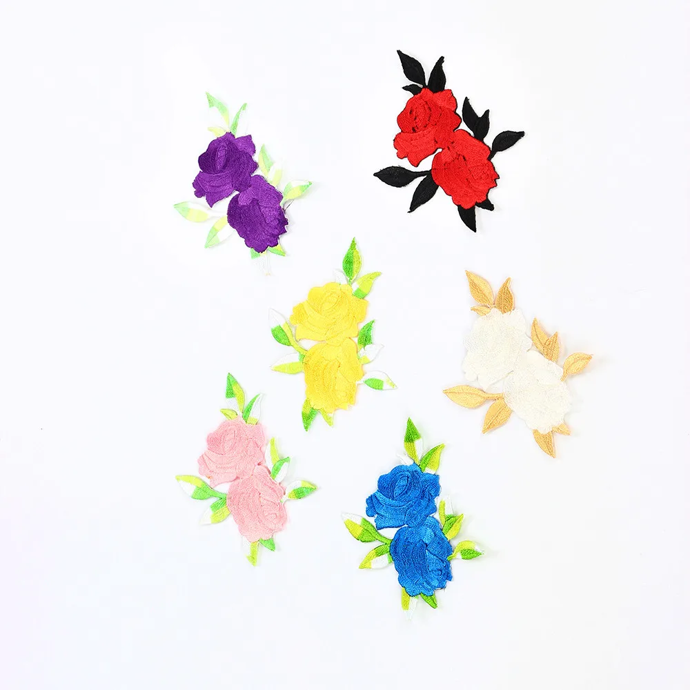Милая красочная Роза аппликация нашивка цветы вышитые Шить Утюг на одежде сумки