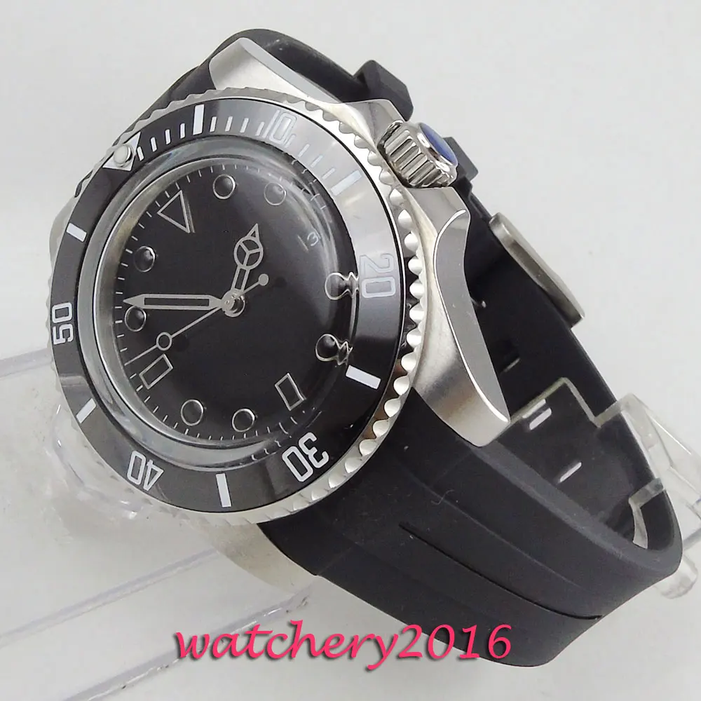 

2019 Valentines gifts 40mm Bliger Black Dial Date SS Case Rubber strap ceramic Bezel Automatic Mechanical men's Watch