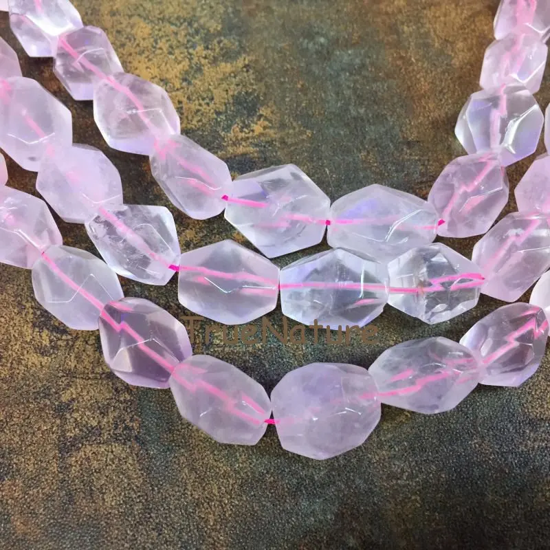 

Hot Sale Rose Quartzs Nugget Beads Jewelry Findings Faceted Oval Crystal Loose Beads Strands approx 13*18 mm BE6513