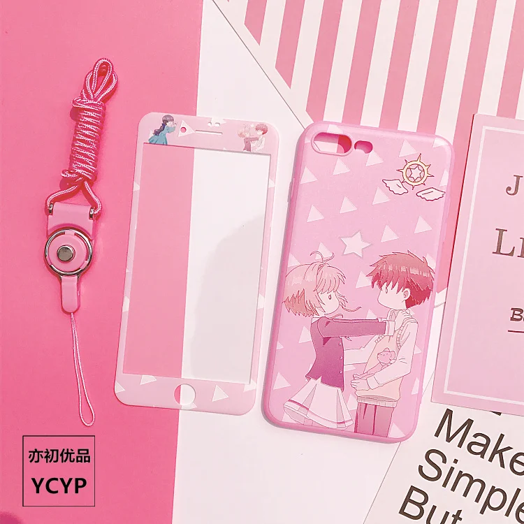 Чехол Sakura для iphone X Cardcaptor+ Защитная пленка для экрана из закаленного стекла для iphone 6 6s Plus 7 7plus 8 8plus Сейлор Мун