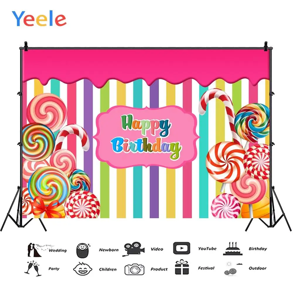 Yeele цветные полосатые леденцы Candyland детские фоны для фотосъемки на день рождения