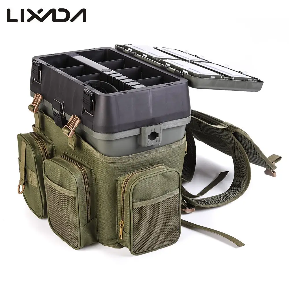 

Lixada 600D Ткань Оксфорд коробка для рыболовной снасти Шестерни рюкзак многофункциональная сумка для рыбалки с бесплатная коробка для рыболов...